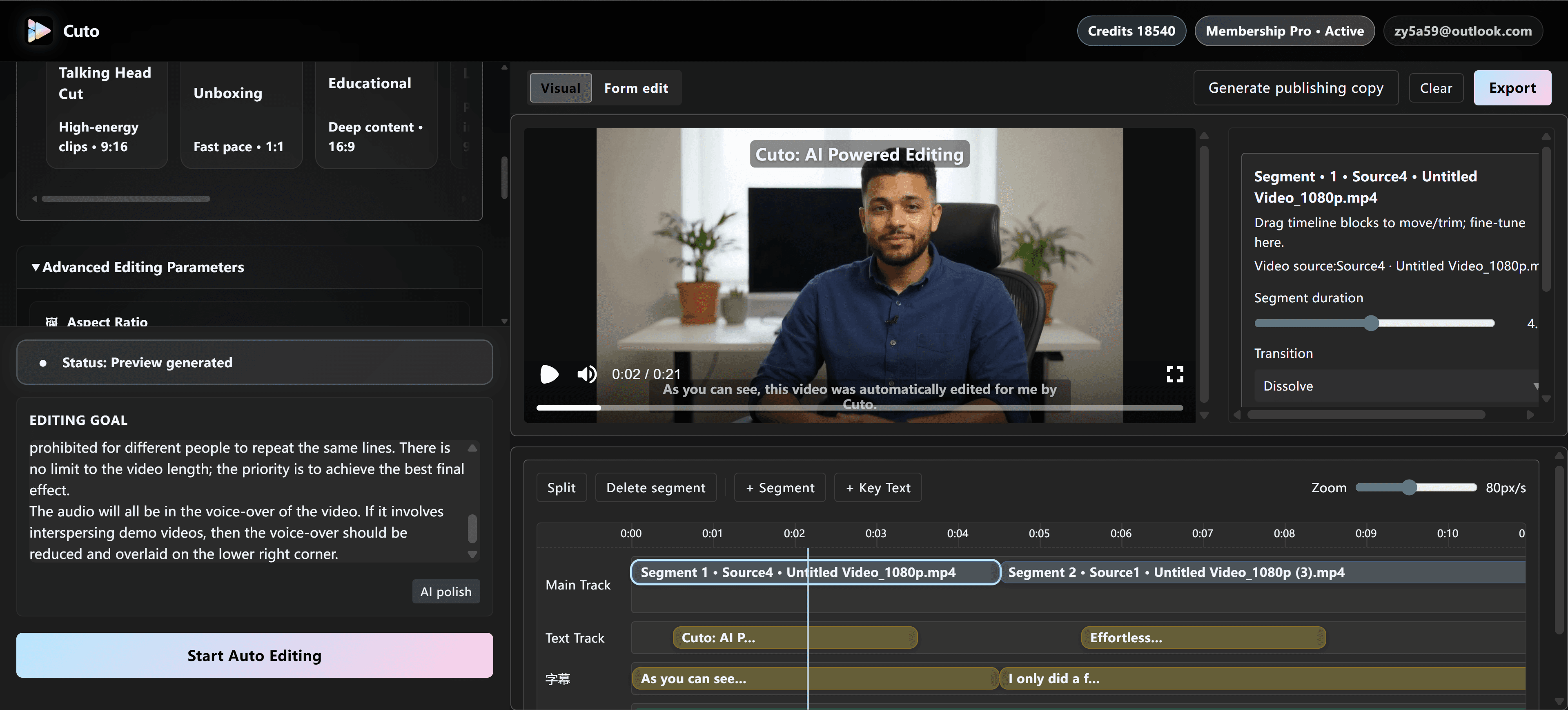 Cuto - AI video editor that turns raw footage into publish-ready shorts in minutes media 1